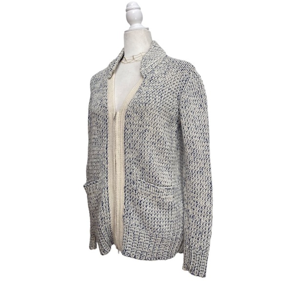 3.1 PHILLIP LIM Double Collar V-Neck Marled Yarn Wool Blend Cardigan chunky knit - Picture 3 of 16